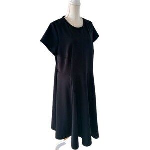 H&M Dress 2XL Solid Black Short Sleeve Long Modest Neutral ALine Stretch